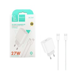 Carregador Denmen DC36TL 27W com Cabo Tipo-C para Tipo-C 1M Branco
